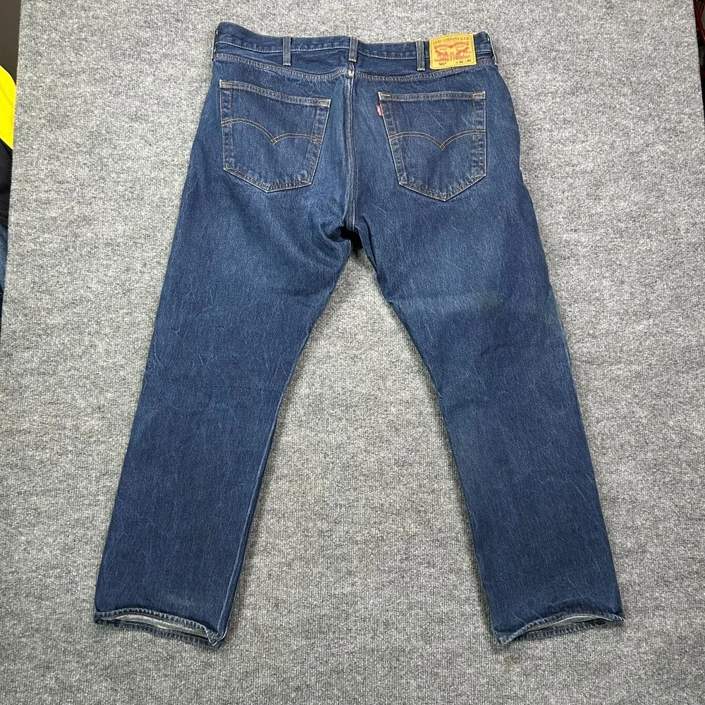Levi's 501 Straight Jeans Mens Black Denim Pockets Classic Button Fly - 42X32